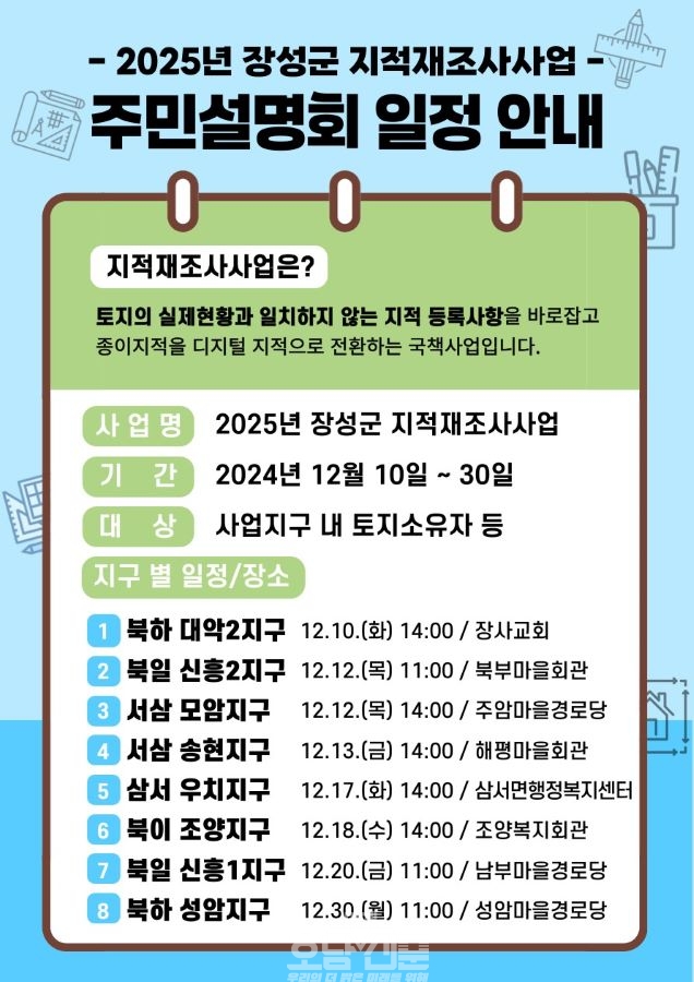 장성군 2025년 지적재조사사업 주민설명회